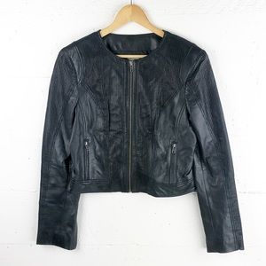 halogen zip racer leather jacket